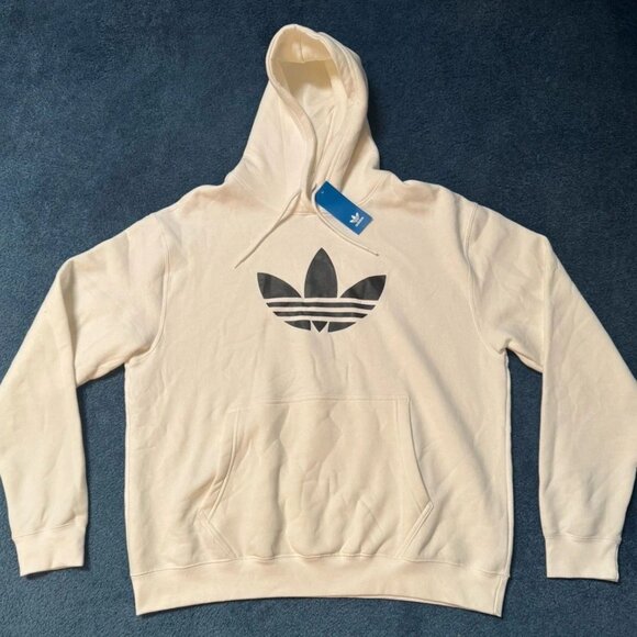 adidas Originals Trefoil Big Logo Hoodie XL White Streetwear Classic NWT - Picture 2 of 13
